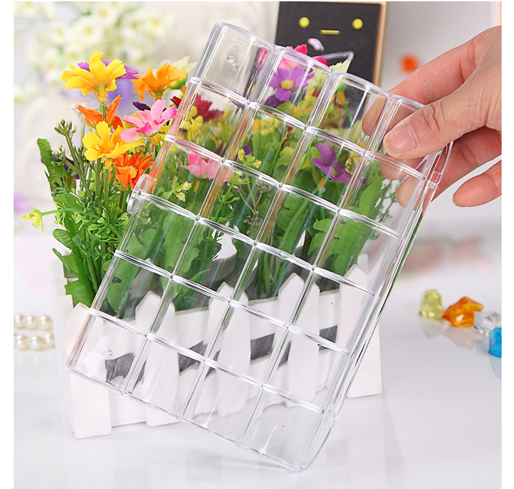 KaSi nail khoan hộp 24 móng tay trang trí hộp lưu trữ vuông rhinestone kim cương trang sức trong suốt hộp công cụ móng tay mảnh máy dũa móng tay cho bé