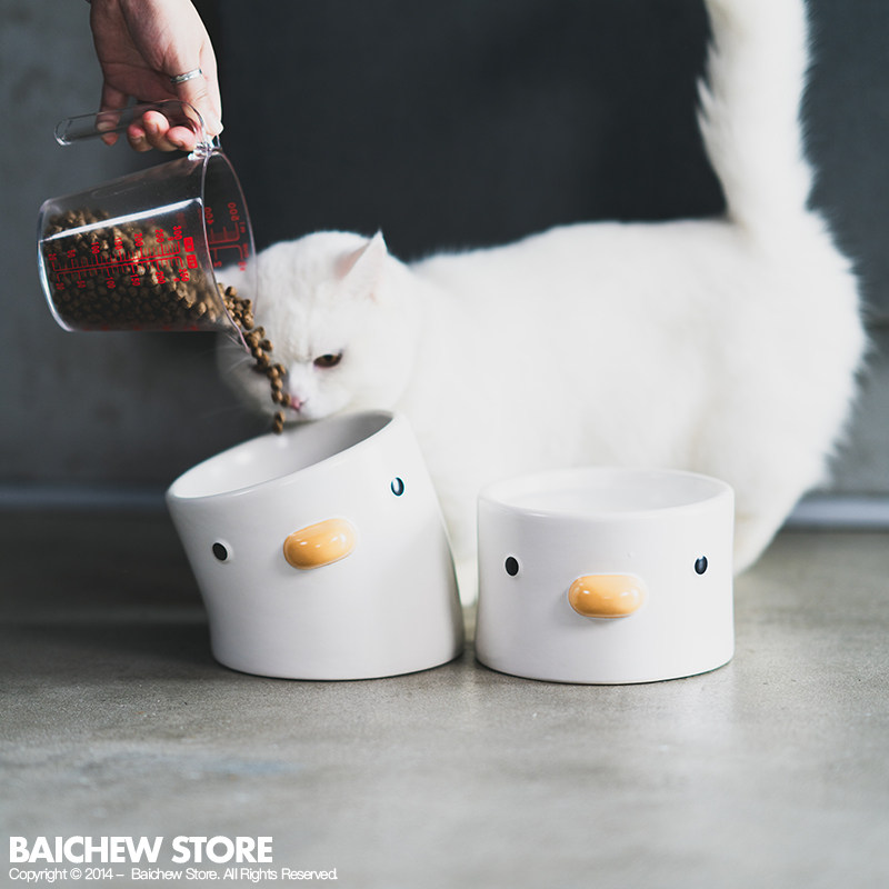 White Pig Shop Purroom Chicken Bowl Cat Bowl Dog Bowl Protect Cervical Cat Food Bowl Water Bowl Supplies From Overturning