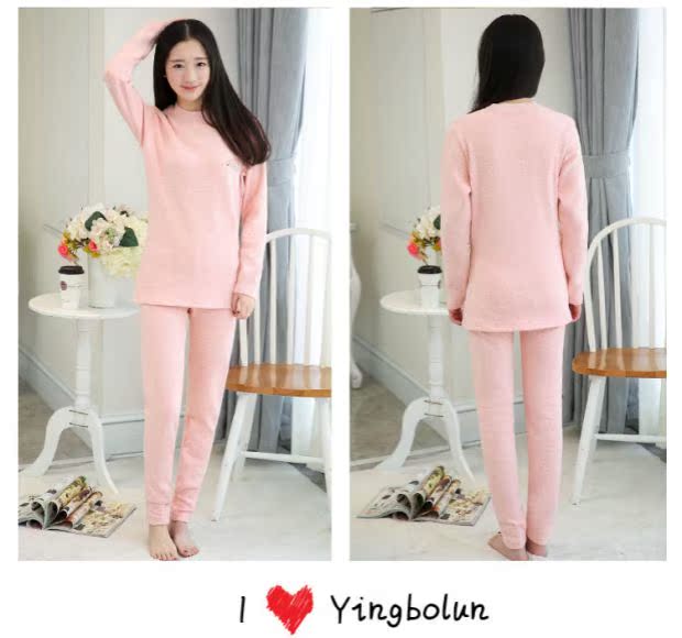 InBron chàng trai và cô gái trẻ cộng với nhung dày cổ áo lót đồ lót lạnh bộ đồ