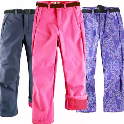 Spring outdoor waterproof and breathable boys fleece soft shell assault pants Girls cotton pants children's ski pants