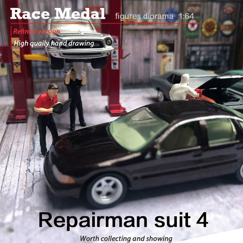 RM Puppet 1:64 Ремонтная работа сцена 4 спрей -краски Posling Posling Computer Lift Prame Model Microscopy Photography Photography