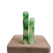 Ancient Jade old Jade antique Qing Dynasty quartz jade Jade tube antique ice species White background Green old jade pendant hanging a pair