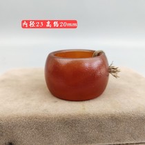 Ancient jade antique jade antique Qing Dynasty old orange peel red Manau bring finger ring antique agate jade medullary ring hand-decorated