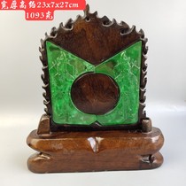 Ancient Jade Antique Jade Antique Qing Dynasty Old Emerald Door God Inlaid With Old Sandalwood Inserts and Imitation Ancient High Ice Monarch Green Jade