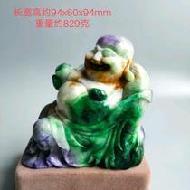 Ancient Jade old Jade antique Qing Dynasty Old Jadeite Maitreya Buddha Buddhist niche ornaments antique spring belt color old jade fortune