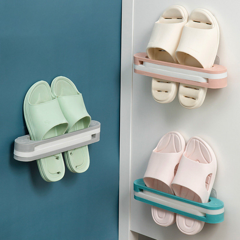 Bathroom slippers rack wall-mounted Wall-mounted Wall Toilet Shoes Dresser Dressing Room Free of perforated shoe racks