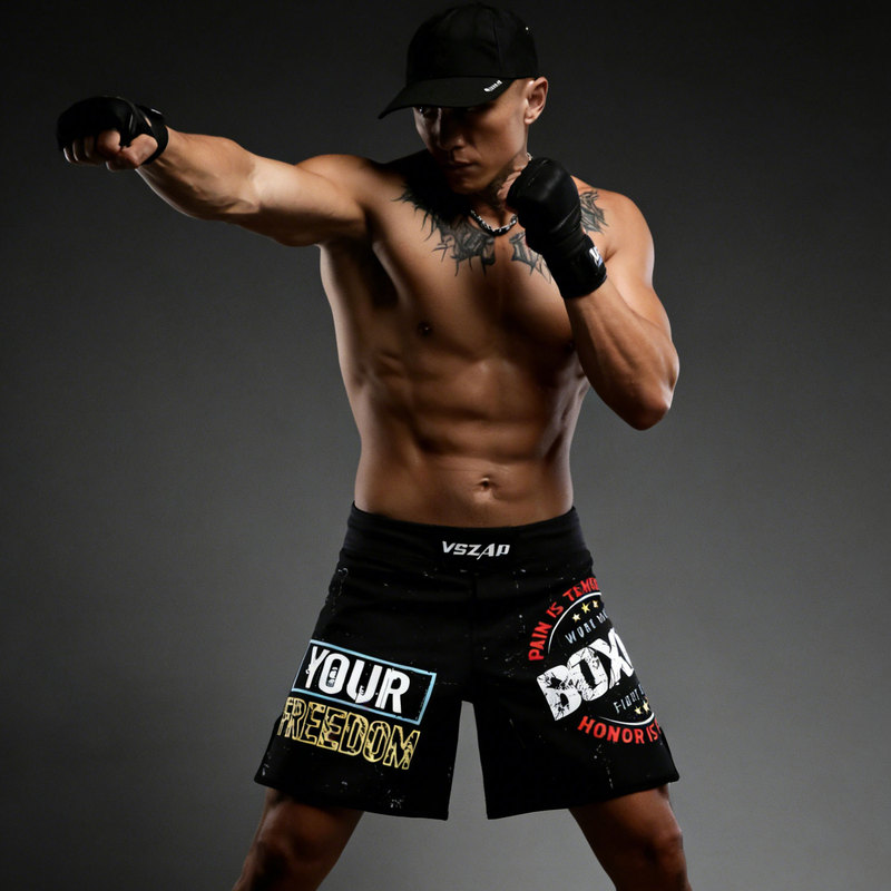 Vszap Hot-Blooded Warrior Fighting Kickboxing Sports Training Mma Shorts Men's Quick-Drying Muay Thai Fighting Ufc Competition