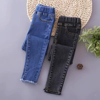 Quần jeans bé gái 2018 thu đông mới cộng với quần nhung đen co giãn đen quần legging bó sát cho bé quan ao babi