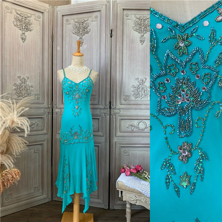 K007 Green Suewong Vintage Silk Bias-Cut Dress the Great Gatsby Vintage Dress K007 Green Suewong Vintage Silk Bias-Cut Dress the Great Gatsby Vintage Dress