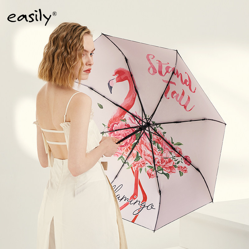 Sun Protection Double Sen Department Small Fresh Wood Handle Manual Shading Beach Umbrella Folding Sunny and rain dual-use Anti UV umbrella Female