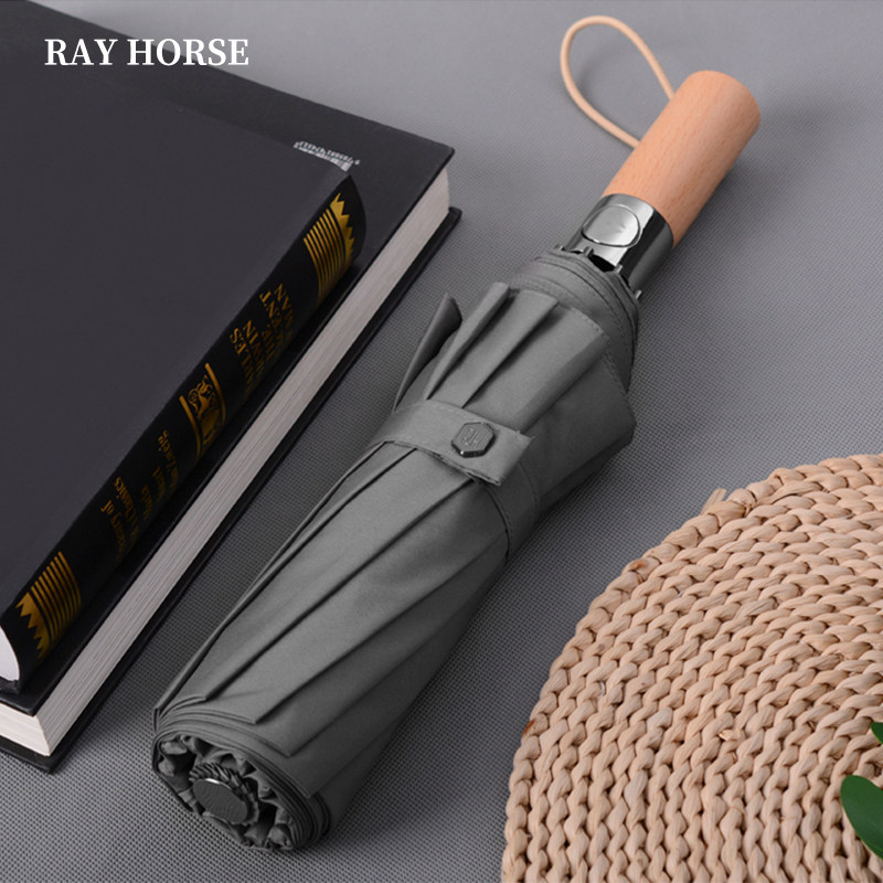 10 bone Nordic log minimalist windproof female umbrella enlarge Thickened Umbrella Face Gentleman Advanced Folding Automatic Umbrella Male