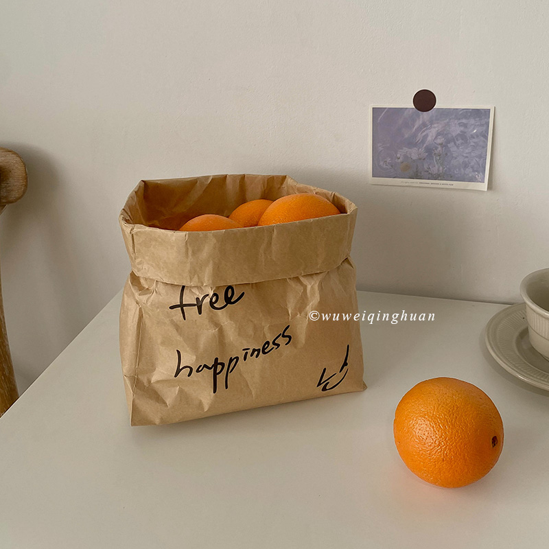 Odorless clear cheers Letters Kraft Paper Bags 10 Loaded Large-capacity Vegetable Fruits Classified Cashier Bags