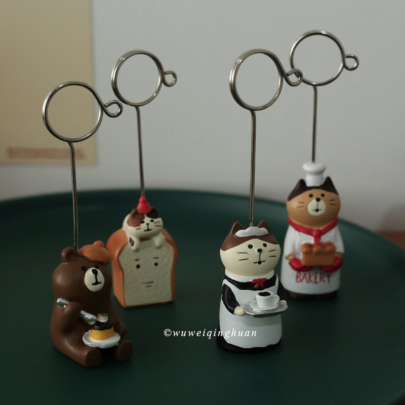 Tasteless Qinghuan Japanese style and wind animal message clip cute cat post-it clip desktop decoration decoration card holder