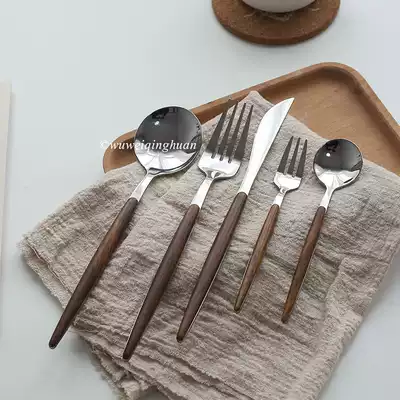 Tasteless Qinghuan imitation wood grain Western spoon and fork with a dream as a Mamo negative Shaohua wild coffee spoon and fork steak knife