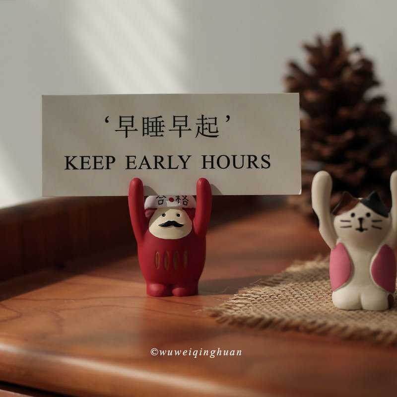 Panda Bodhidharma Raises Hand Message Clip Inspirational Postgraduate Examination Gift Japanese Girl Cute Cat Pig Pig Sticky Note Clip Ornament