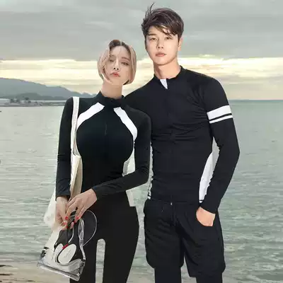 Couple diving suit female two-piece long sleeve sunscreen jellyfish suit floating suit men's suit slim swimsuit