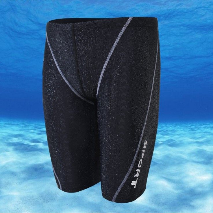 New swimming trunks men's length 50% swimwear professional competition waterproof imitation shark skin spa beach speed dry and warm