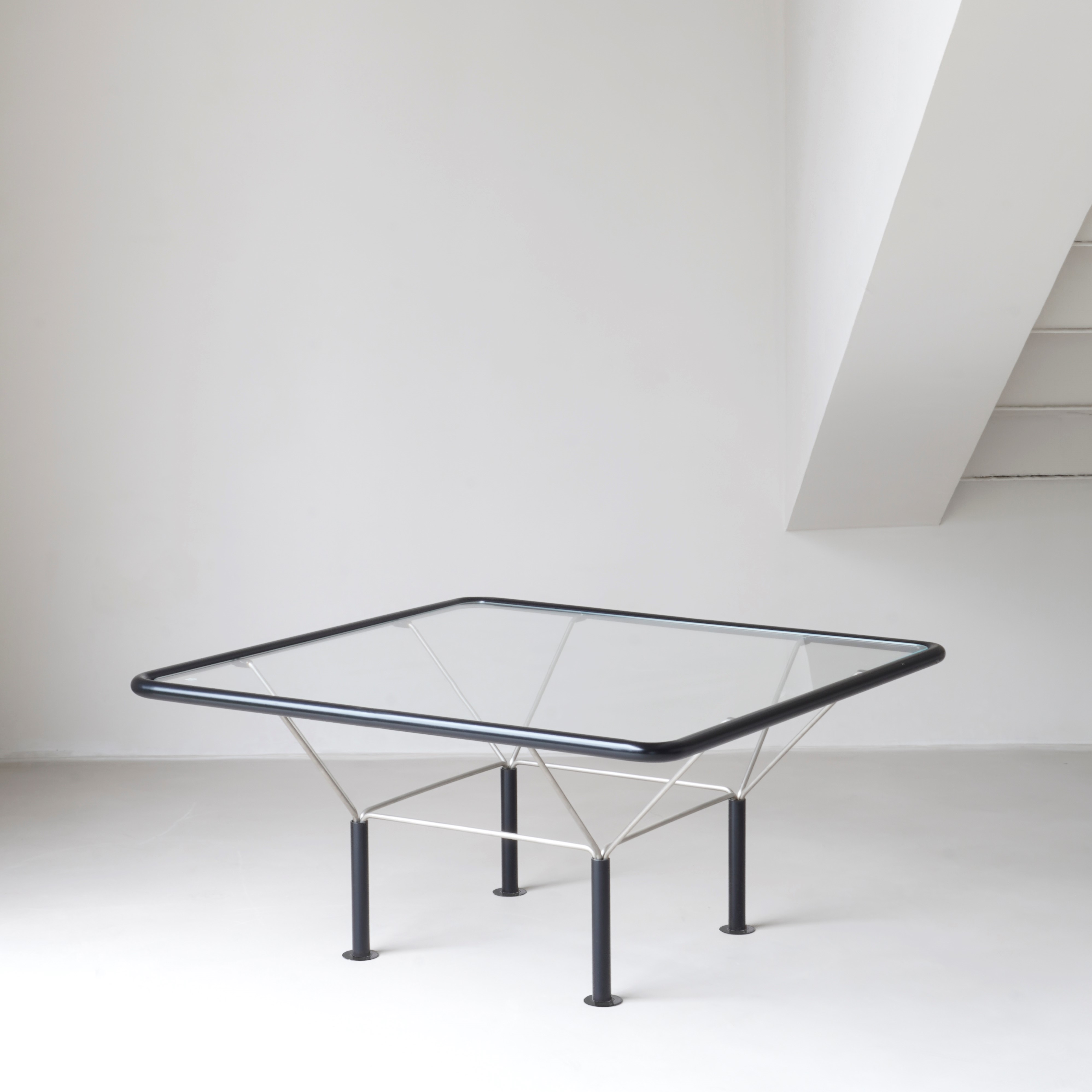 MDL replica classic replica space age tempered glass coffee table minimalist geometric square coffee table