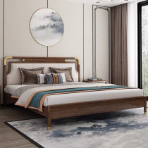 New Chinese solid wood bed 1 8 m 1  5 double modern minimalist master bedside bedside soft bag high box storage bed