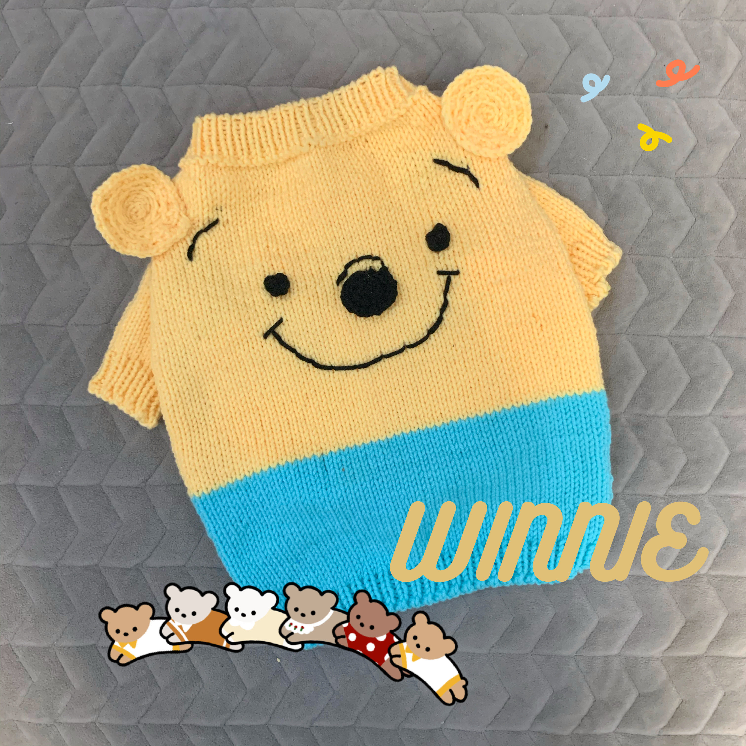 PIN 2020AW Winnie Pet Sweter Handmade Pooh Bear