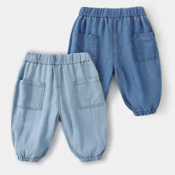 Baby Sky Silk Jeans Summer Baby Mosquito Anti -Pants 2024 New casual pants thin boys long pants summer dress