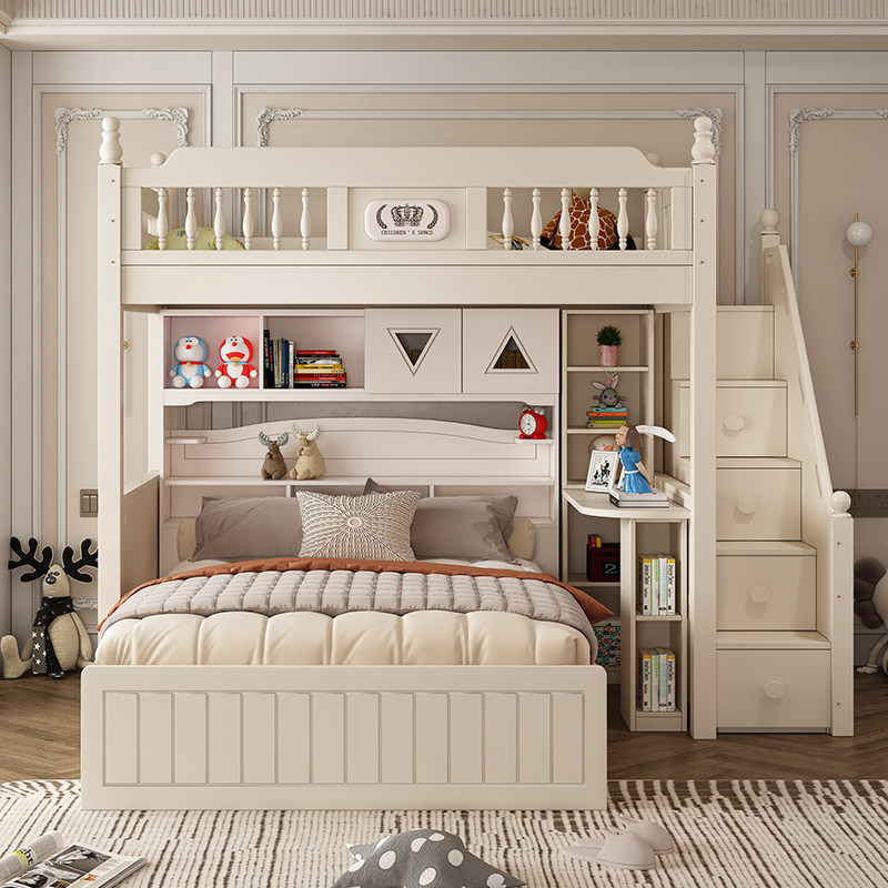 Interfault type upper and lower bed Height Bed Transphobia Bed Children Elevated Bed Province Space Solid Wood Bunk Bunk Beds Double Bed-Taobao