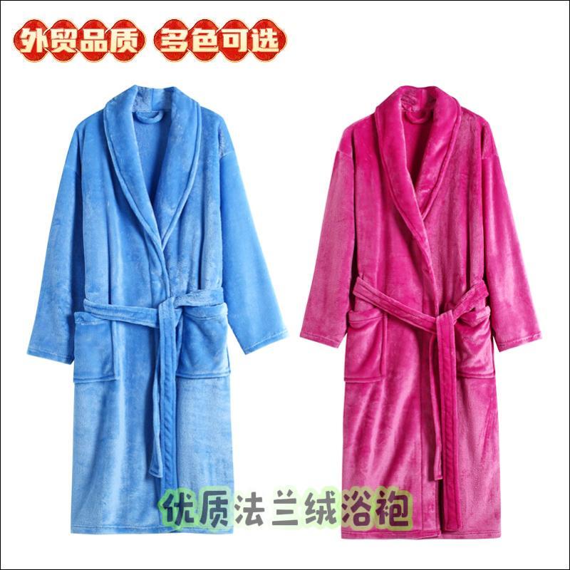 Men's and Women's Thickened Coral Fleece Pajamas, Autumn and Winter Flannel Bathrobes, Long Large Size Air-Conditioned Home Wear, Dressing Gown
