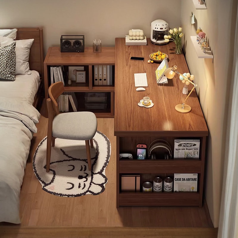 Corner Desk Bookshelf Integrated Table Small Apartment Student Home L-Shaped Study Writing Desk Bedroom Simple Computer Desk