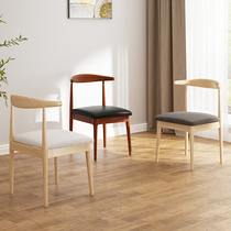 Dining chair backrest stool home Nordic desk chair dining room chair modern simple iron imitation solid wood Net red chair