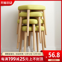 Stool soft bag light luxury dressing stool modern simple home bedroom book table stool can overlap Nordic Net red makeup stool