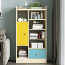 Bookcase with door cabinet Nordic simple household living room shelf storage cabinet simple assembly storage grid cabinet
