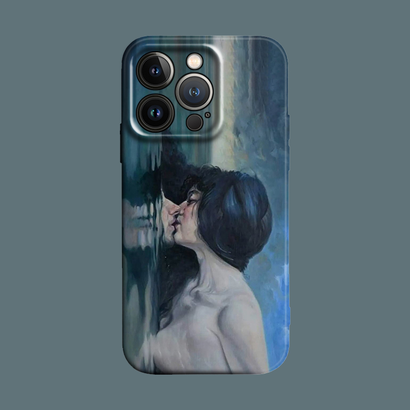 European and American Style Underwater Kissing Oil Painting Creative Couple Phone Case Suitable for iPhone 16 Pro Max, 15 Plus, Apple 14 Pro, Soft and Hard Case for 13, Film Protective Case for 11, Full Coverage Anti-Drop for 12, Mate 70