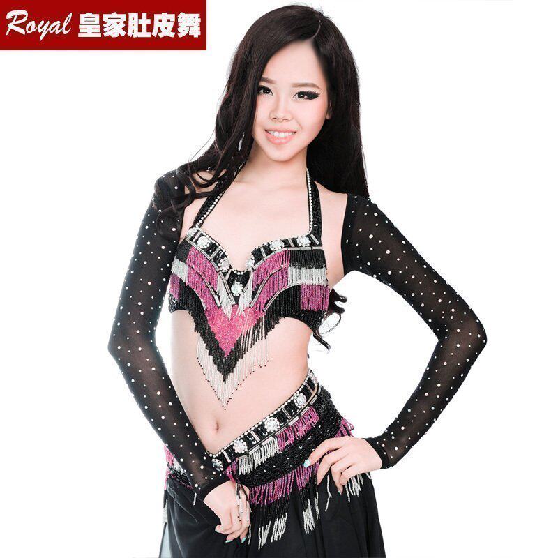 Belly dance top autumn and winter mesh 2020 new Oriental dance practice suit long-sleeved base elastic sleeve sleeve shoulder cover