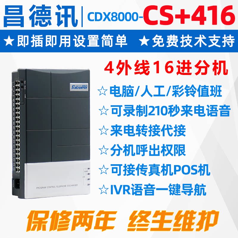 Changdexun CS+416 Group Program-Controlled Telephone Exchange 4 in 16 out 24 32 out of COLOR RING IVR navigation PABX