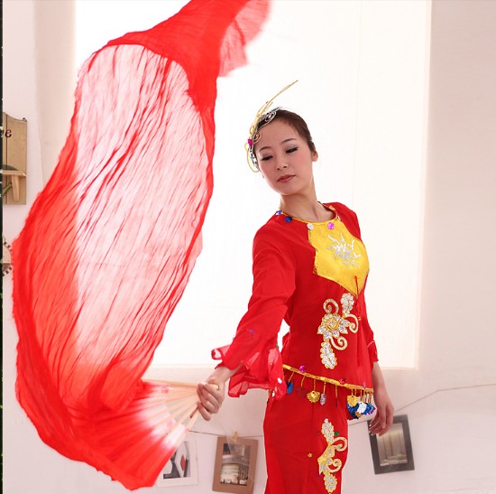 Long floating fan long silk 1 m 5150 lengthened dance fan Whip Bamboo seedlings Song New Year's Day Christmas folk activities New
