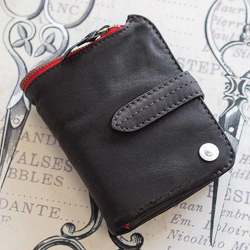 Японский импортный короткий кошелек, бумажник с молнией, из натуральной кожи