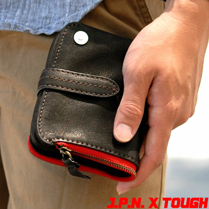 Japanese Jpn X Tough Brand Buckle Men's Wallet Coin Card Holder Full Leather Short Zipper Genuine Leather Wallet Japanese Jpn X Tough Brand Buckle Men's Wallet Coin Card Holder Full Leather Short Zipper Genuine Leather Wallet