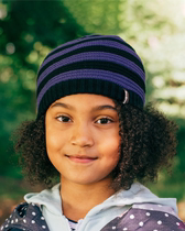 Wearing the British Porelle windproof and waterproof knitted childrens hat