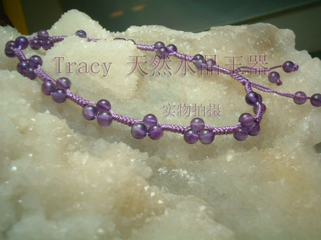 Natural amethyst foot chain triangular type pure handmade weave trick of the property and the people's edge jewellery