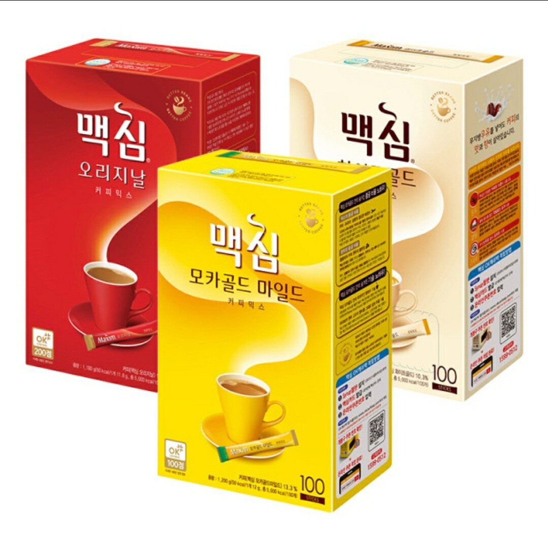 South Korea imported Maixin coffee White Red yellow and black Kanu maixin Maxim instant coffee