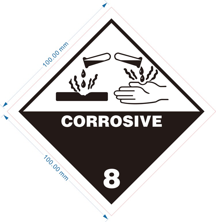 Class 8 Tags Corrosion Pint Shipping Chemical Dangerous Goods Corrosive Liquid Sign Foreign Trade Shipping Warning Stickers