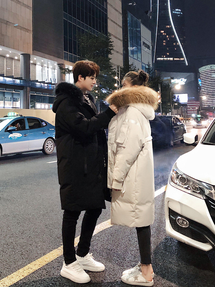 AAPE IDEA OVER KNEE Winter Thickening Tooling Down clothes Men's mid-length version lovers handsome men's jacket