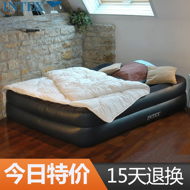 Original INTEX luxury double plus inflatable mattress double-layer air bed built-in electric pump to send moisture-proof pad