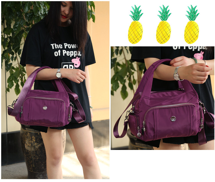 Thời trang giản dị túi xách nylon nữ túi đeo vai phụ nữ trung niên túi vải vải bóng vừa túi Messenger túi louis vuitton nữ
