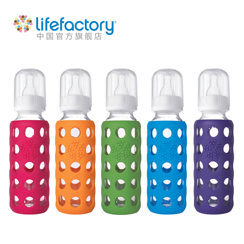 美国Lifefactory进口婴儿奶瓶标准口径母乳实感防爆抗摔玻璃奶瓶