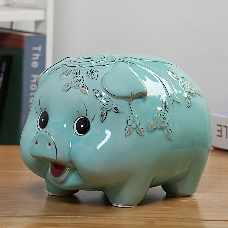 Household piggy bank for adults, ceramic piggy Creative Adult banknote savings can large girls piggy bank children