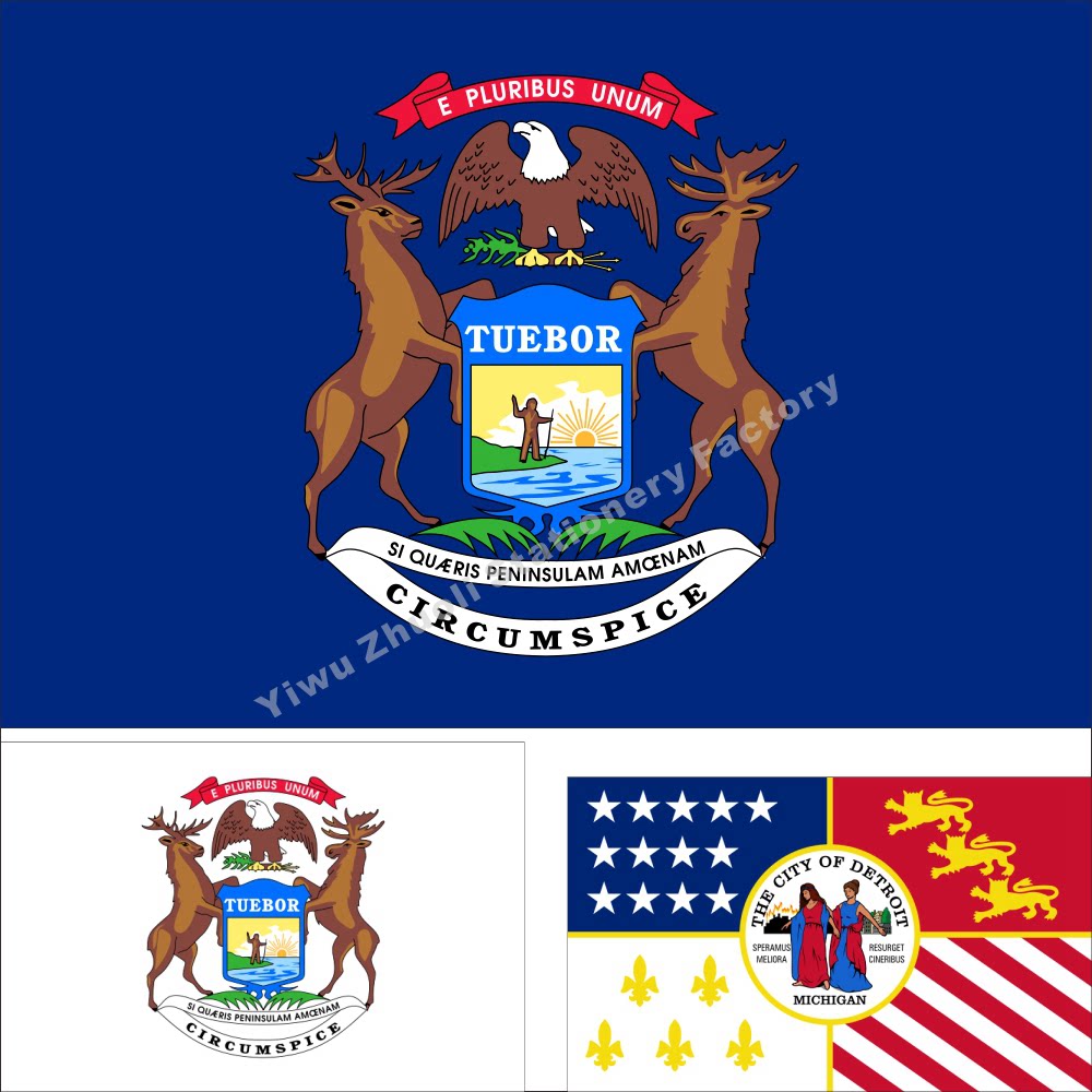 0 US Michigan Flag Historical Flag Detroit Flag Lerno County Flag Various sizes can be set to be ordered