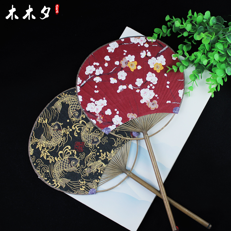 Japan-style wind and kimono bifacial fan group fan Japanese cotton fabric floral burqa handmade COS photo ensemble fan palace fan