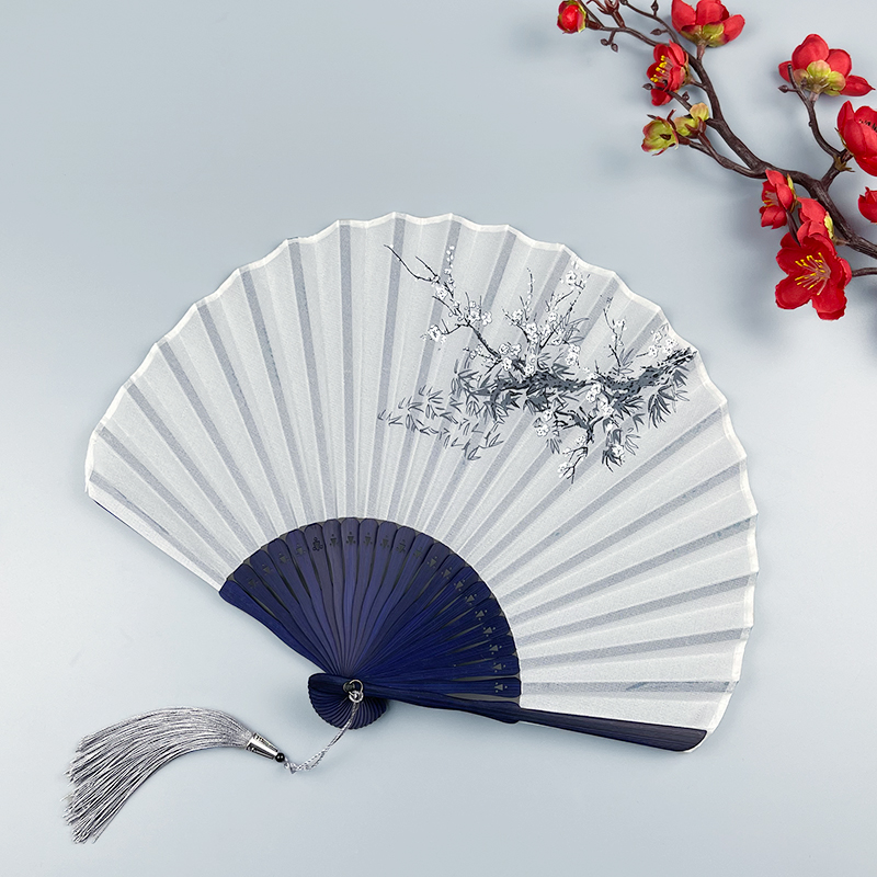 Ancient Wind Fan Folding Fan China Wind Discoloration Scallop Shell Fan Hanfu Qipao Dancing With Fan Summer Portable Small Fan