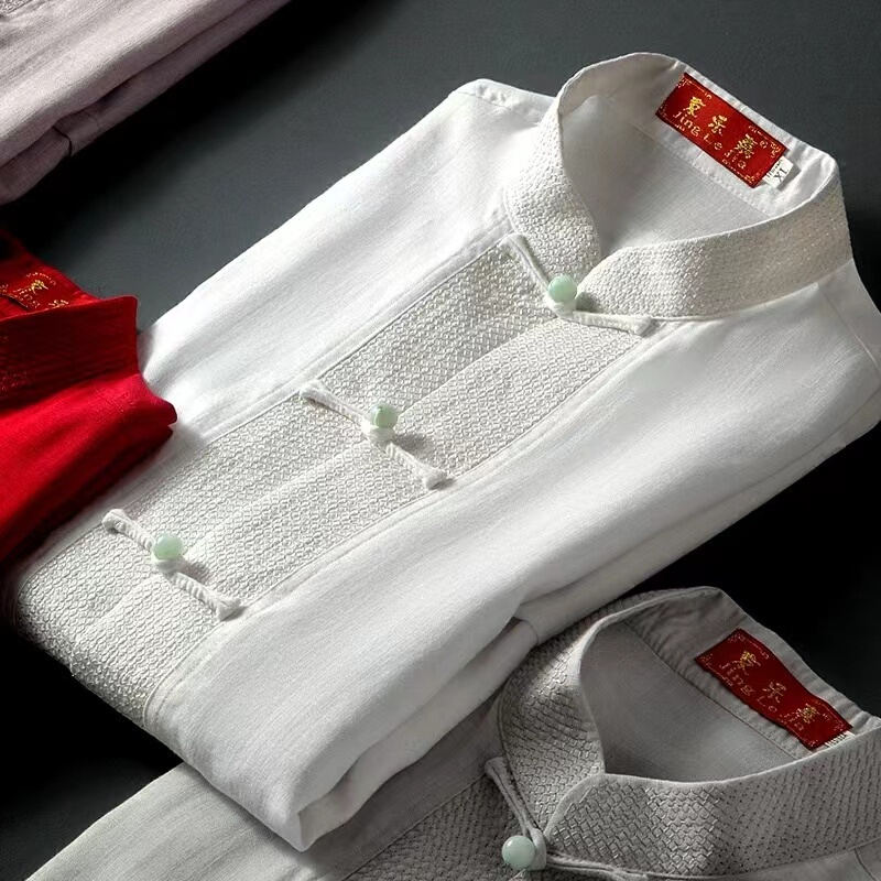 Tang Suit Men's Summer Short-Sleeved Cotton and Linen Suit for Dad, Middle-Aged and Elderly Layman Clothing, Chinese Style Linen Men's Clothing, Hanfu Tang Suit Men's Summer Short-Sleeved Cotton and Linen Suit for Dad, Middle-Aged and Elderly Layman Clothing, Chinese Style Linen Men's Clothing, Hanfu